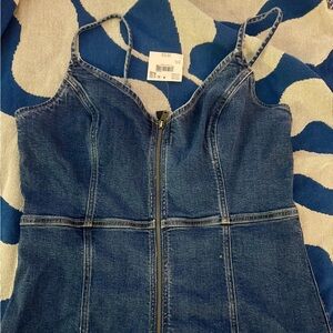 AE denim mini dress with zipper detail